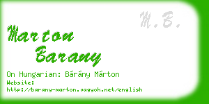 marton barany business card